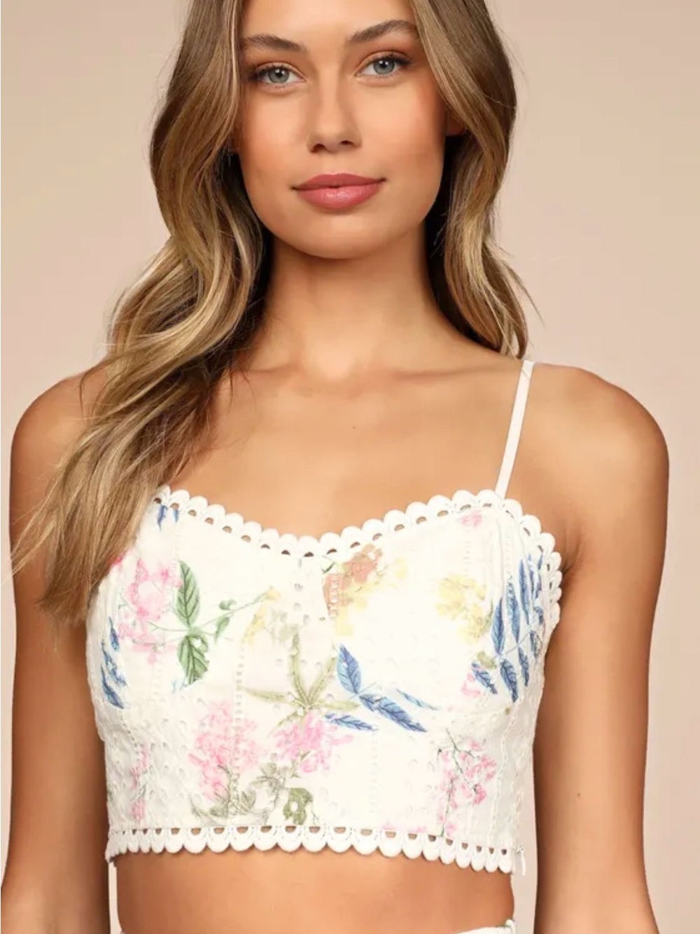 Lulu's Sweet At Heart White Floral Embroidered Cami